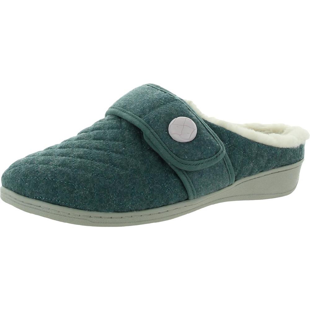 Vionic Womens Carlin Green Quilted Slip On Comfort Mule Slippers Shoes Used